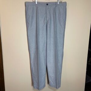 IZOD Mens 38x30 Flat Front Chino Pants Light Grey 100% Cotton Dress Slacks